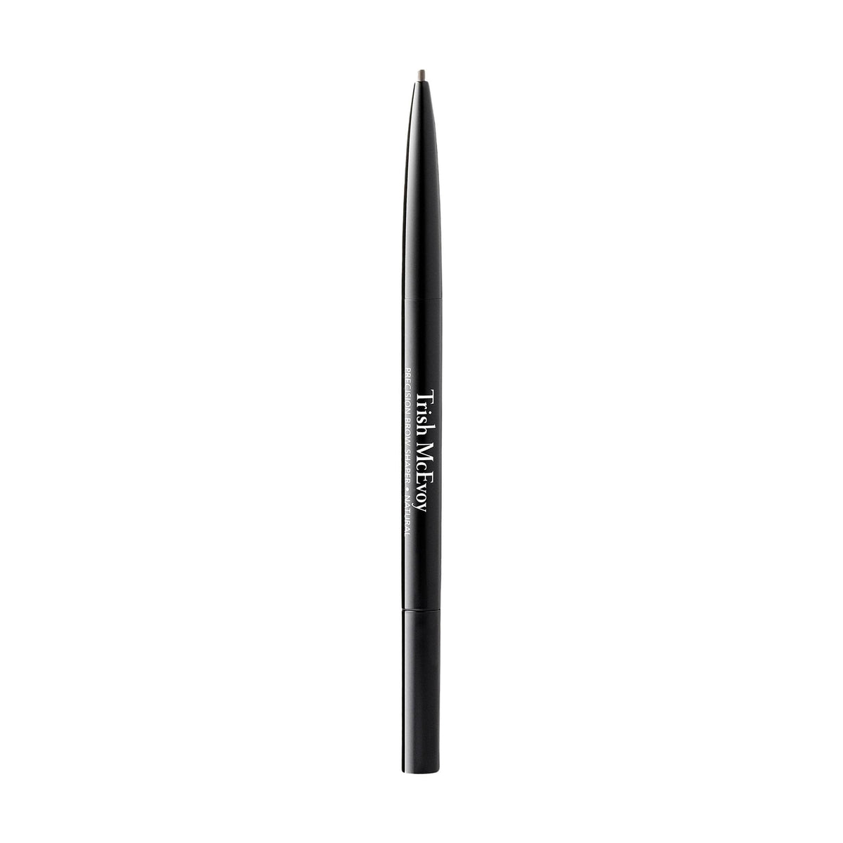 Trish McEvoy brow shaper front view showing slim pencil and cap, easy travel use