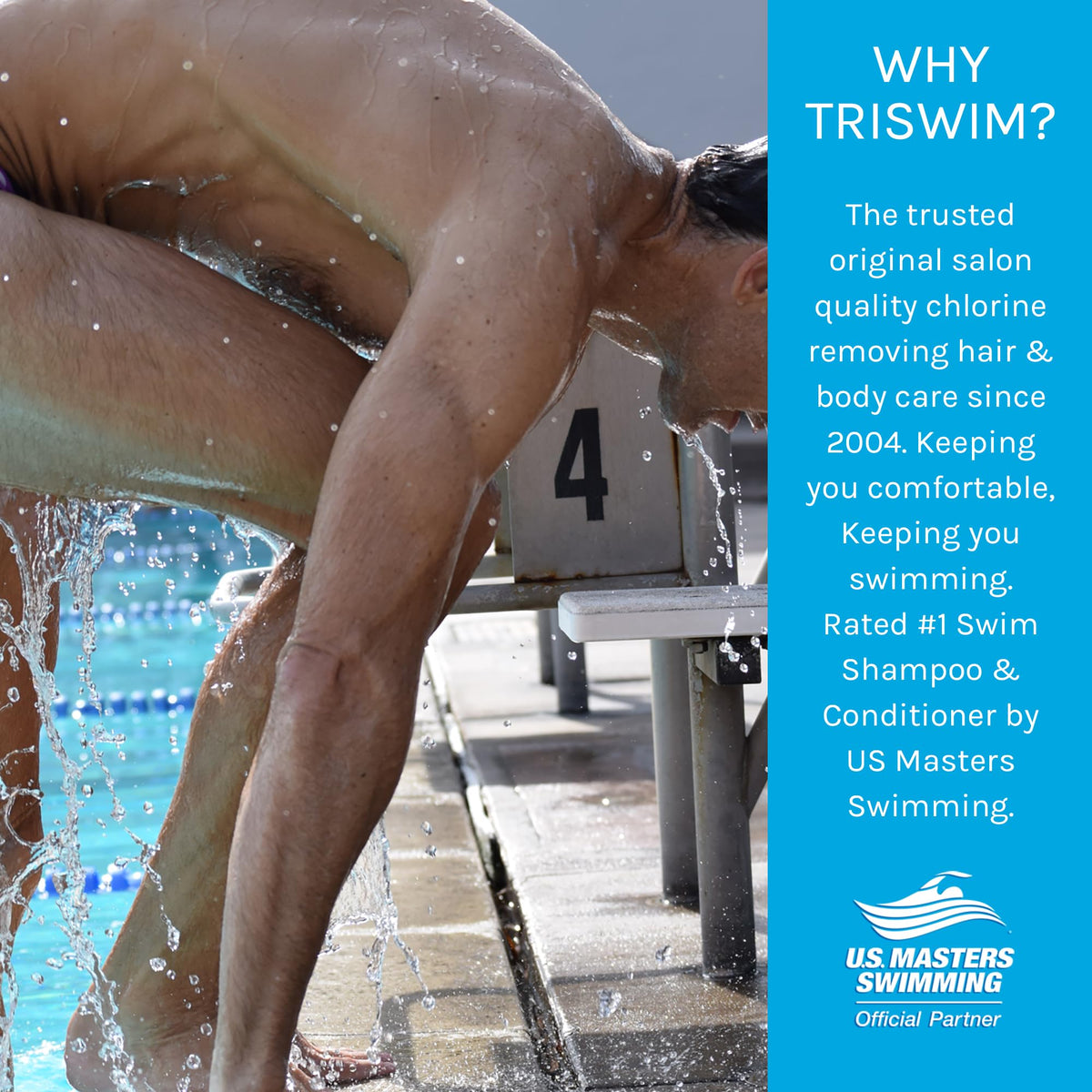 TRISWIM bundle staged poolside to show post-swim haircare convenience