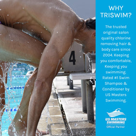 TRISWIM bundle staged poolside to show post-swim haircare convenience