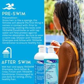 TRISWIM conditioner creamy texture on palm illustrating hydration and smoothing