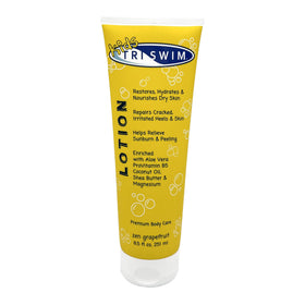 TRISWIM kids lotion front packaging showing size and citrus scent for quick chlorine removal