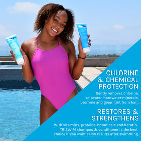 TRISWIM shampoo lather in hand demonstrating effective pool buildup removal