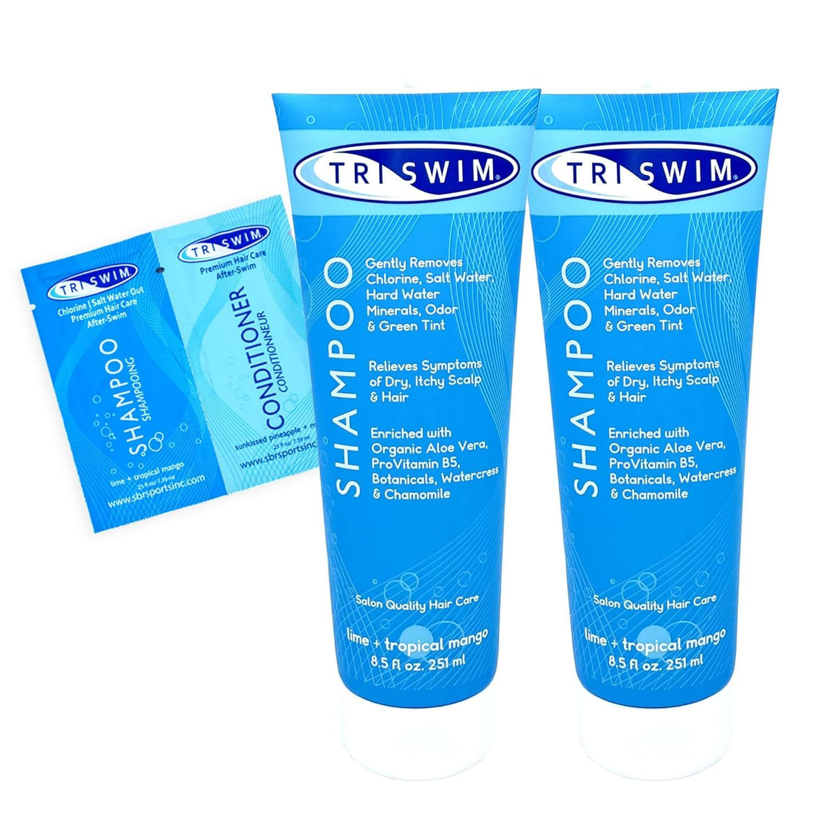 TRISWIM front label showing Lime Mango scent and product benefits