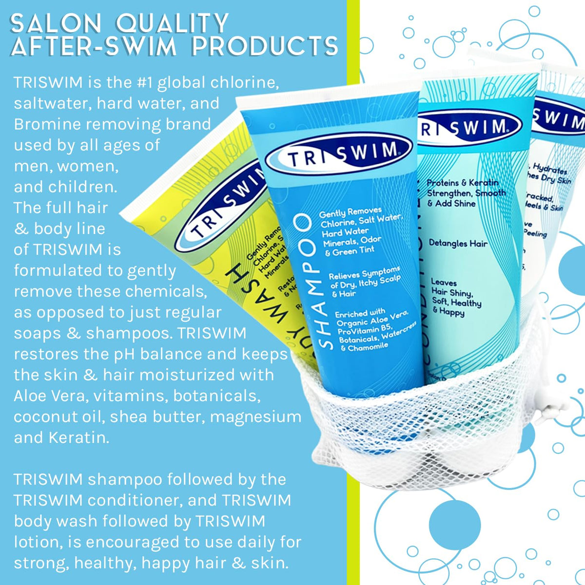 TRISWIM after-swim lotion applied to arm to soothe and hydrate