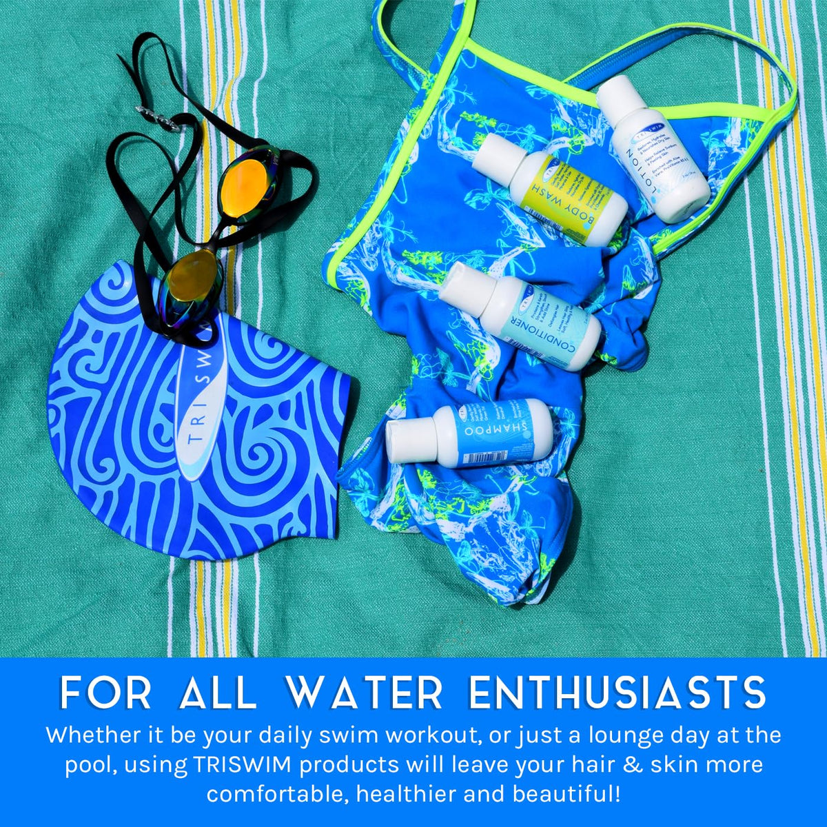TRISWIM lotion in hand scale neutralizing chlorine odor and hydrating