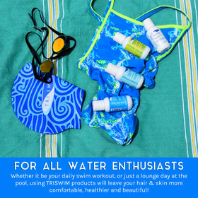 TRISWIM lotion in hand scale neutralizing chlorine odor and hydrating