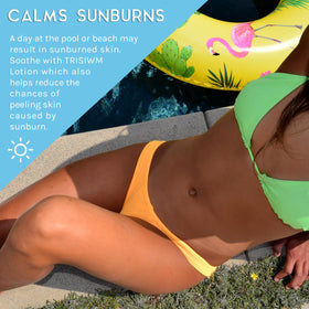 TRISWIM applied to swimmer's arms after pool to soothe and neutralize chlorine