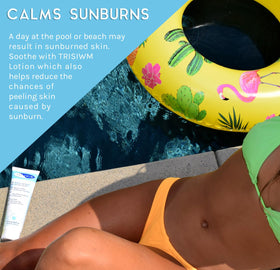 TRISWIM lotion ingredients close-up with aloe and shea for soothing