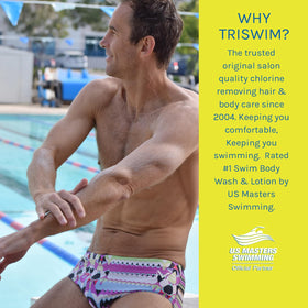 TRISWIM set in reusable mesh bag for compact swim-bag storage and travel