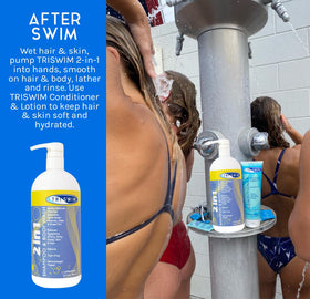 TRISWIM pump dispenser close-up for easy, mess-free daily use