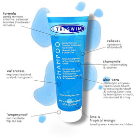 TRISWIM bottle cap and dispensing detail for easy post-swim use