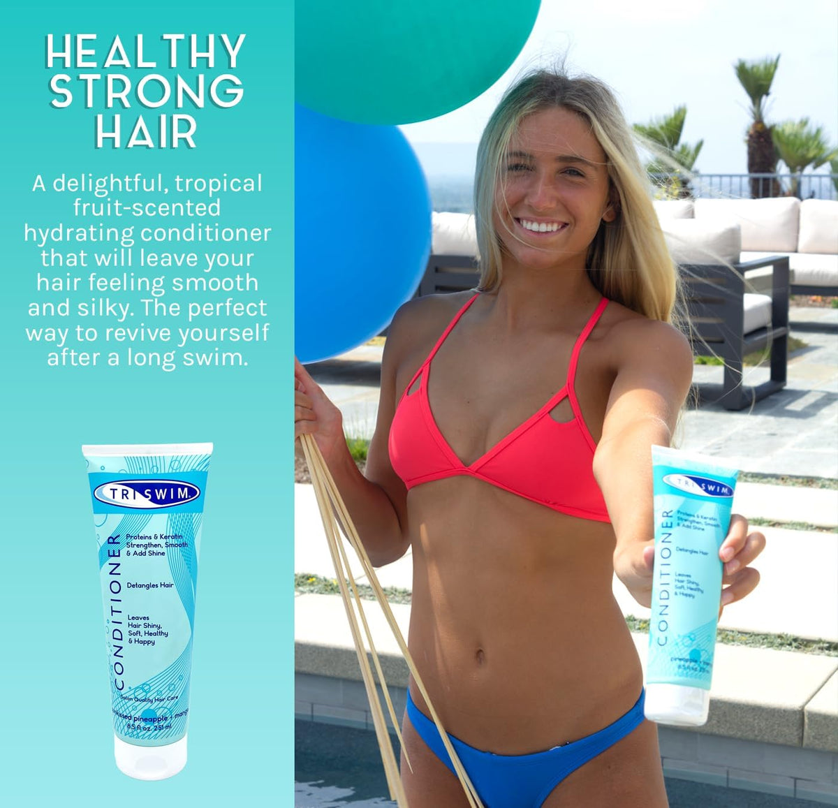 TRISWIM conditioner texture close-up showing creamy formula that hydrates