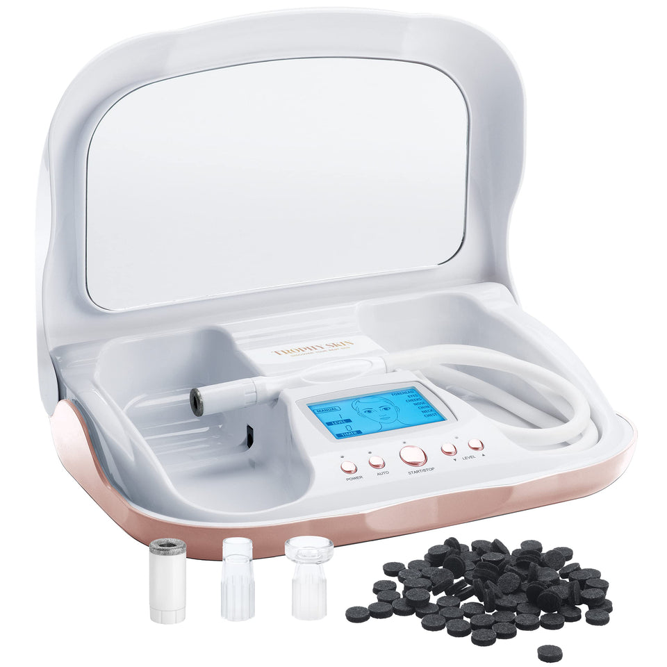 Trophy Skin MicrodermMD front view showing device and ports for convenient home skincare