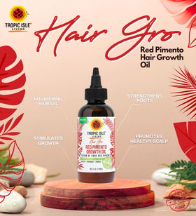 Tropic Isle Living red pimento oil droplet texture illustrating lightweight absorption