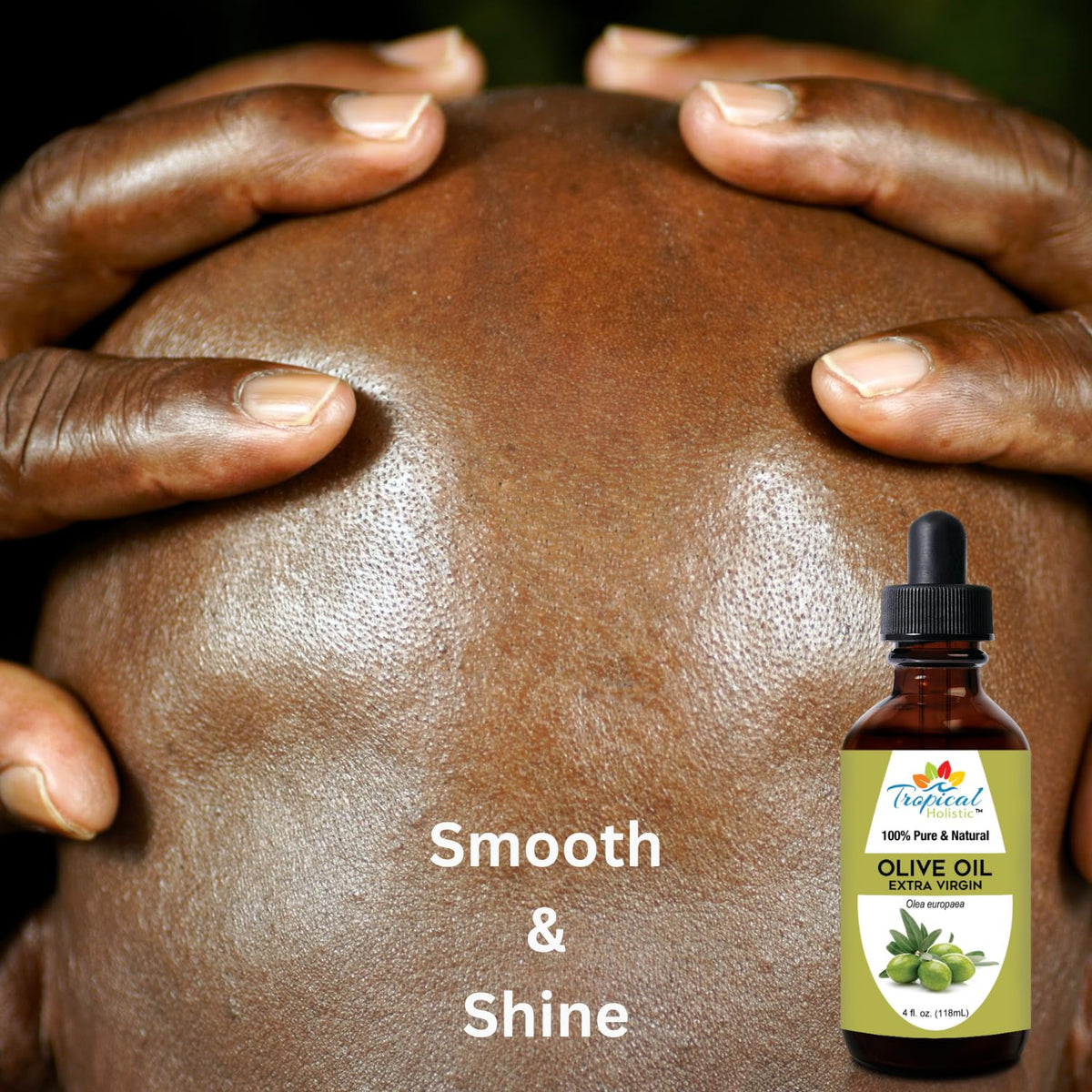 4 oz bottle beside everyday items showing Tropical Holistic travel-friendly benefit