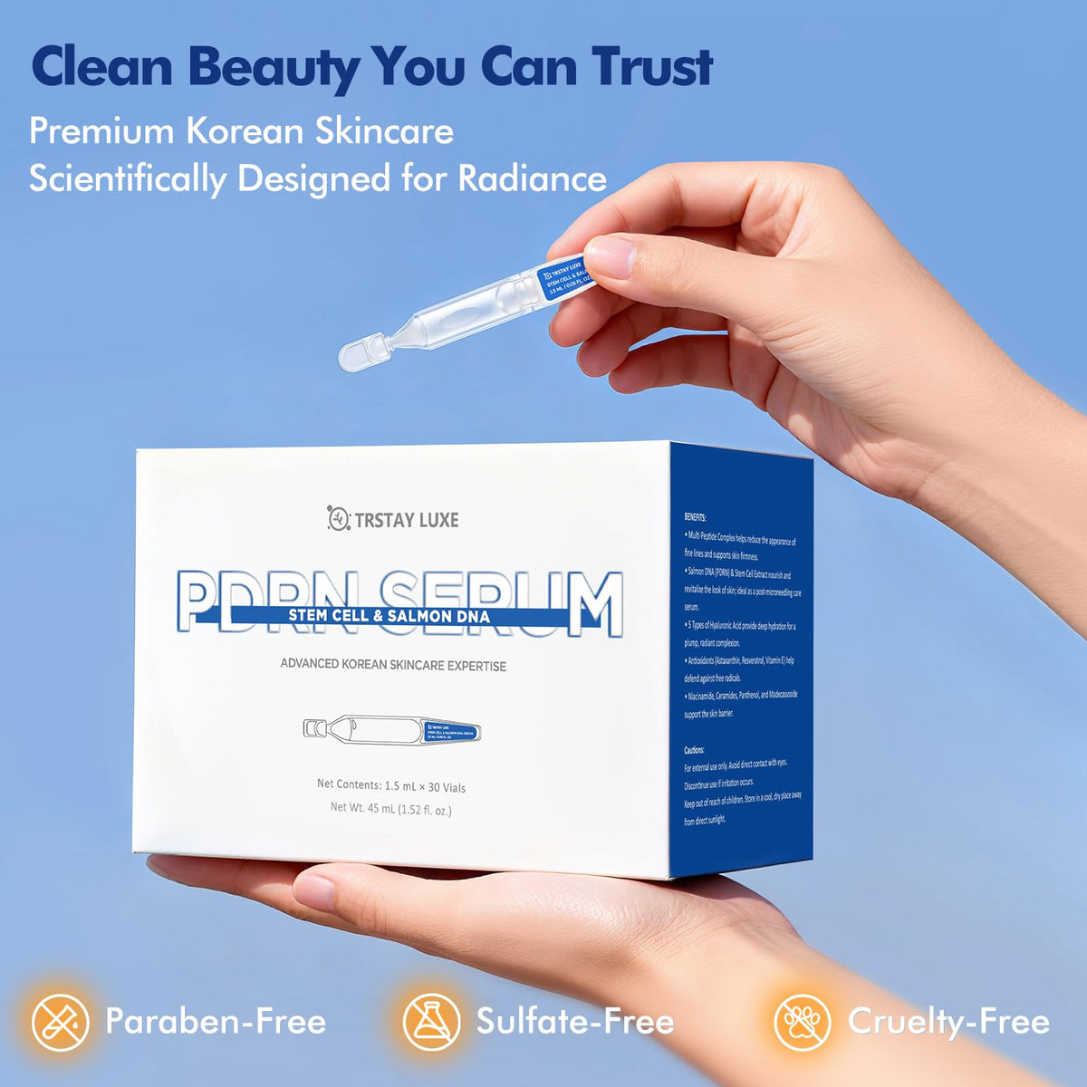 TRSTAY LUXE applied after microneedling illustrating soothing support