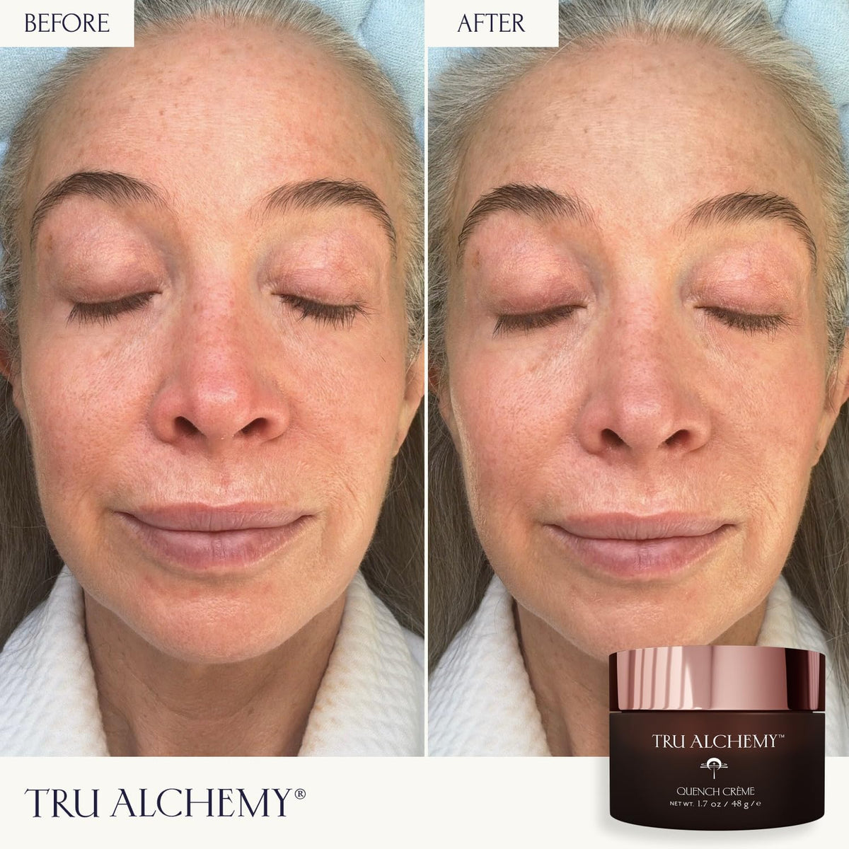 Close-up cream texture of Tru Alchemy highlighting hydrating, smooth finish benefit