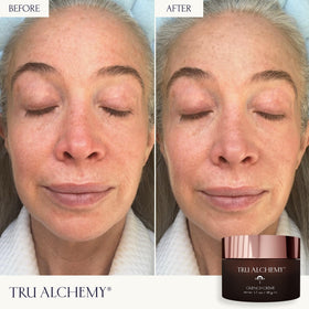 Close-up cream texture of Tru Alchemy highlighting hydrating, smooth finish benefit