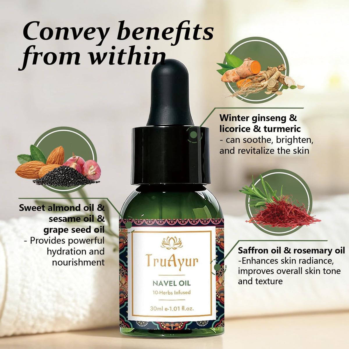 Truayur label close-up revealing ingredient clarity and gentle herbal formulation benefit