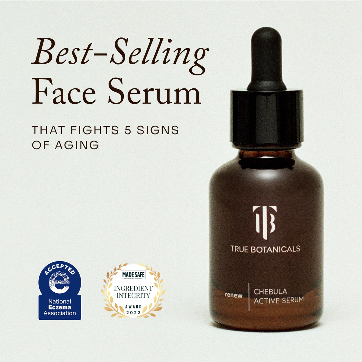 True Botanicals serum pipette dispensing drop demonstrating precise application benefit