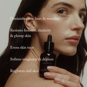 True Botanicals texture on fingertip highlighting lightweight hydration and quick absorption