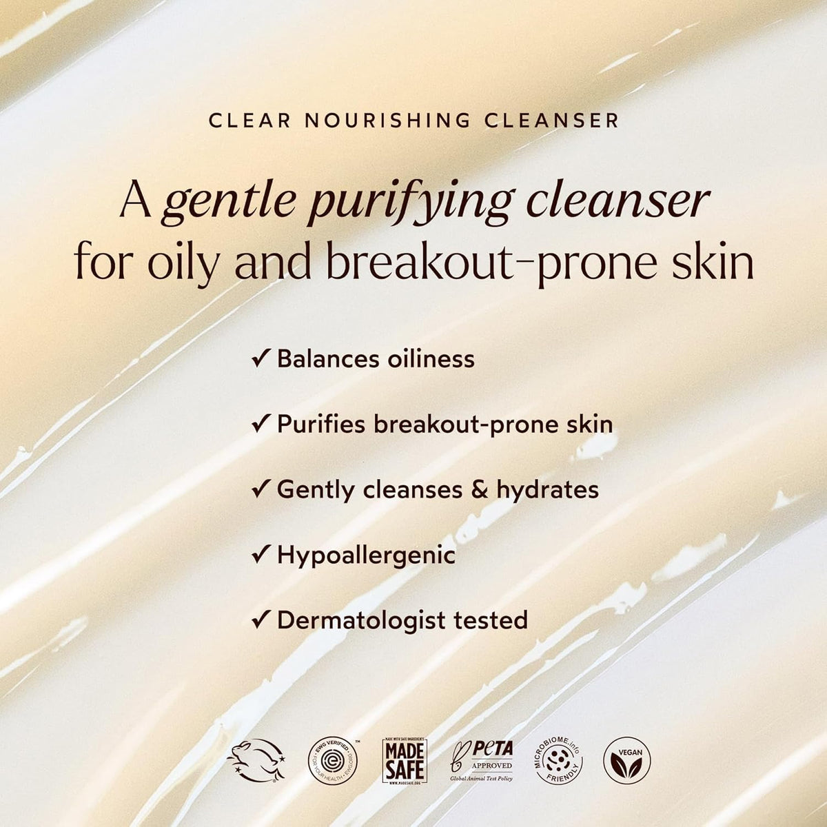 True Botanicals gel texture on fingertip showing smooth lather and gentle cleansing