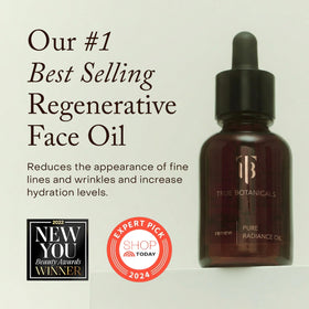 True Botanicals dropper dispensing oil demonstrating precise, non-greasy application