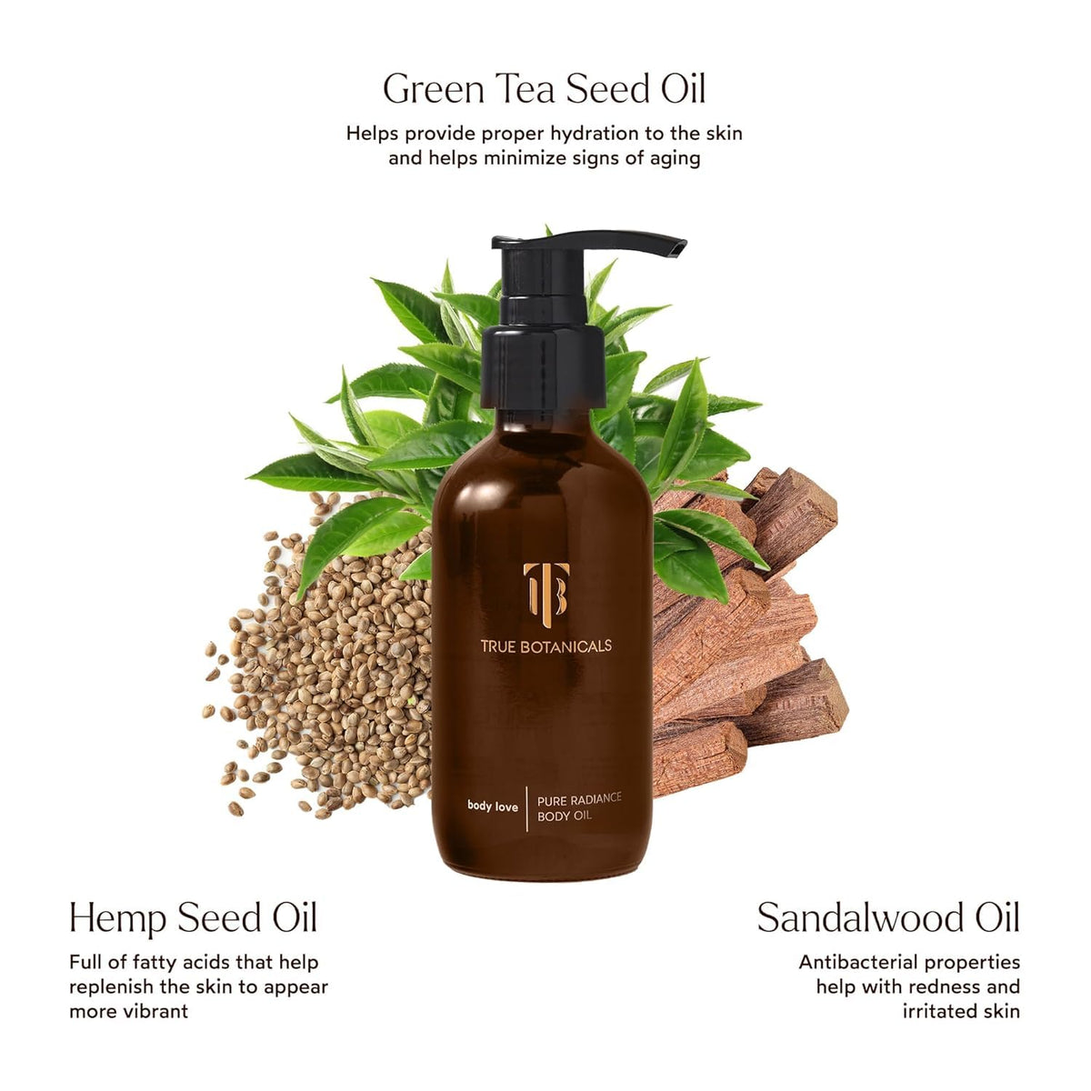 True Botanicals bottle pouring oil, demonstrates smooth, fast-absorbing texture