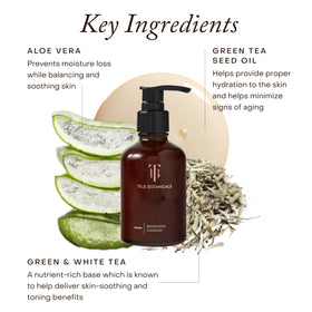 True Botanicals cleanser dispensed in palm demonstrating gentle application benefit
