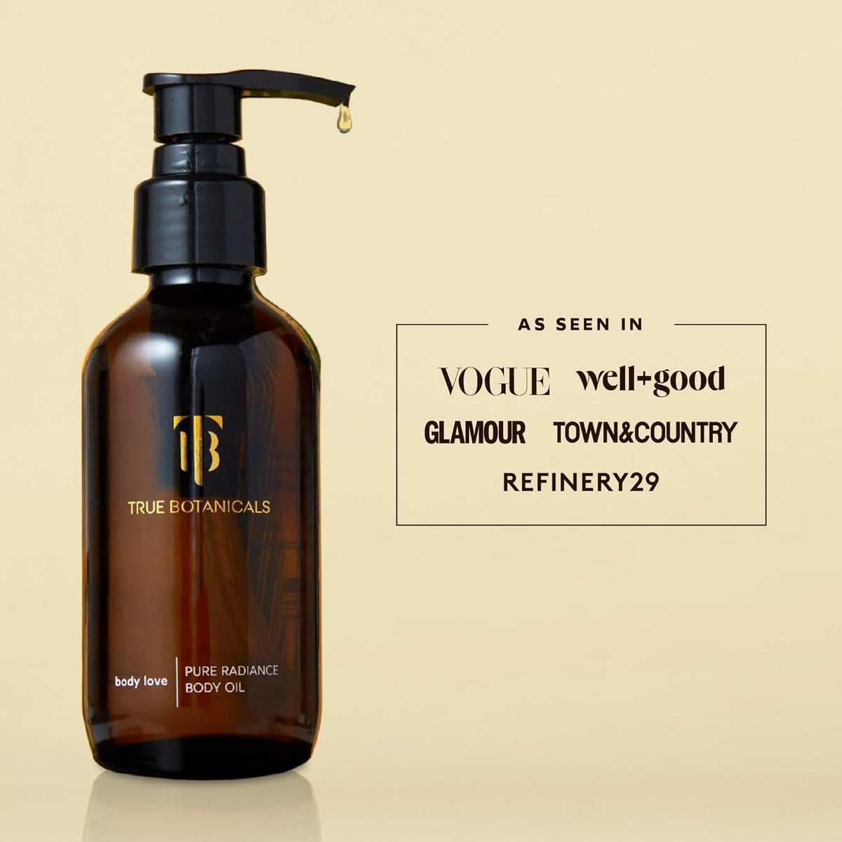 True Botanicals bottle held in hand for scale, indicates travel-friendly 3.9 fl oz