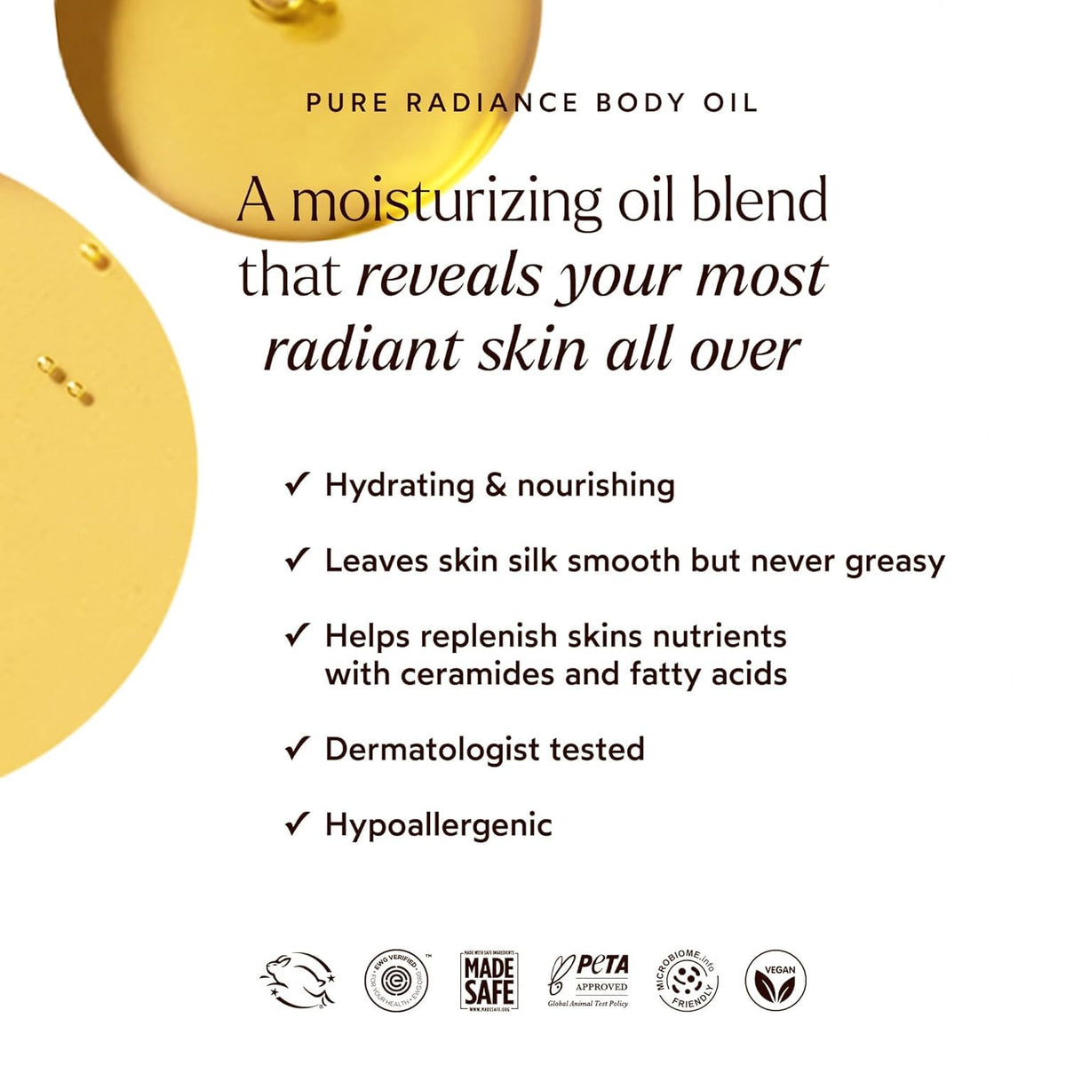 True Botanicals oil drops texture close-up, illustrates lightweight non-greasy finish