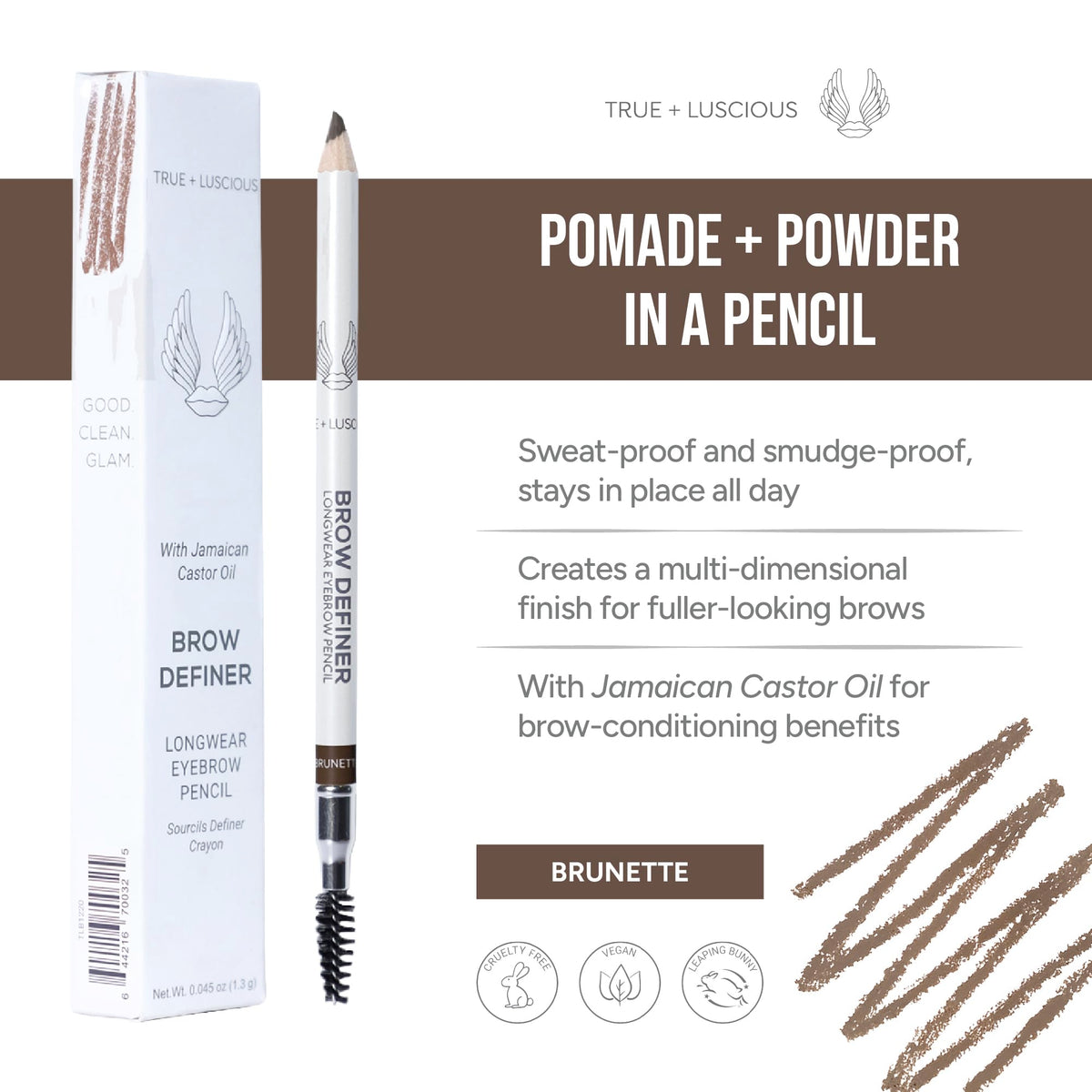 True + Luscious close-up of pencil tip texture for smooth application benefit