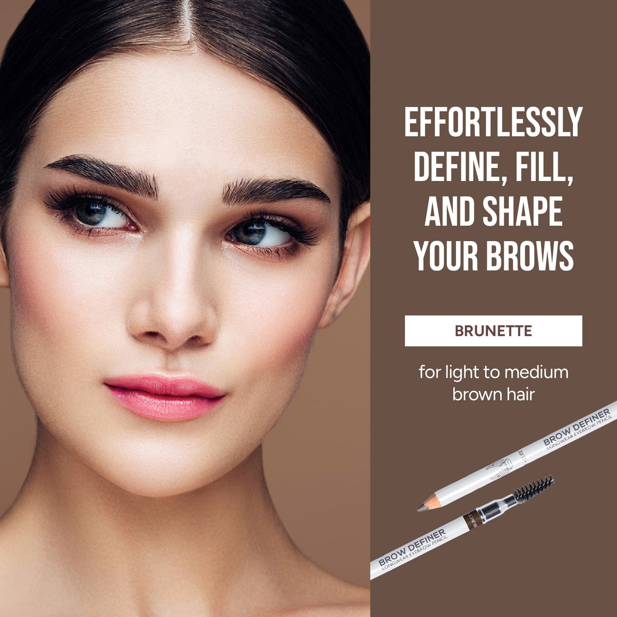 True + Luscious spoolie blending pigment into brows for natural finish benefit