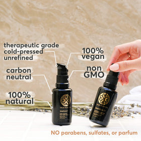 True Moringa UV glass bottle detail protecting oil freshness