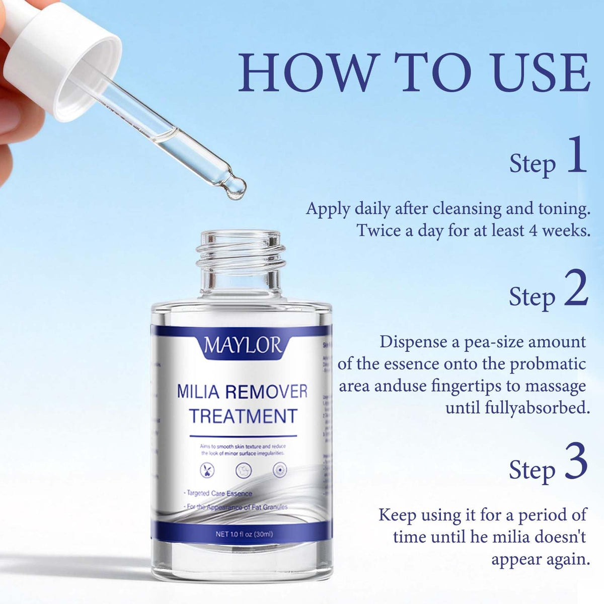TRUERELIEF dropper dispensing a drop, precise targeted application benefit