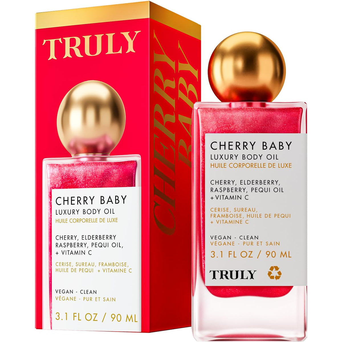 Truly Cherry Baby front bottle showing elegant packaging and instant glow benefit