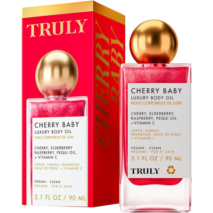 Truly Cherry Baby front bottle showing elegant packaging and instant glow benefit