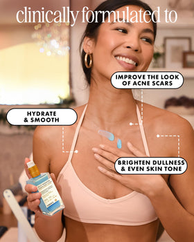 Truly applying serum to arm illustrating targeted dark spot care
