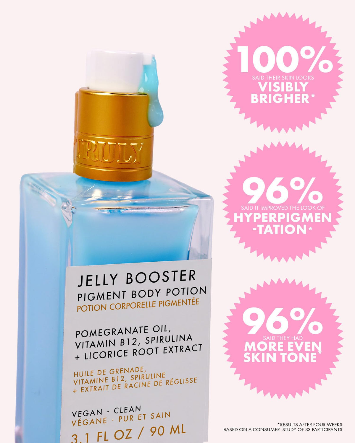 Truly product used on underarm demonstrating gentle discoloration treatment