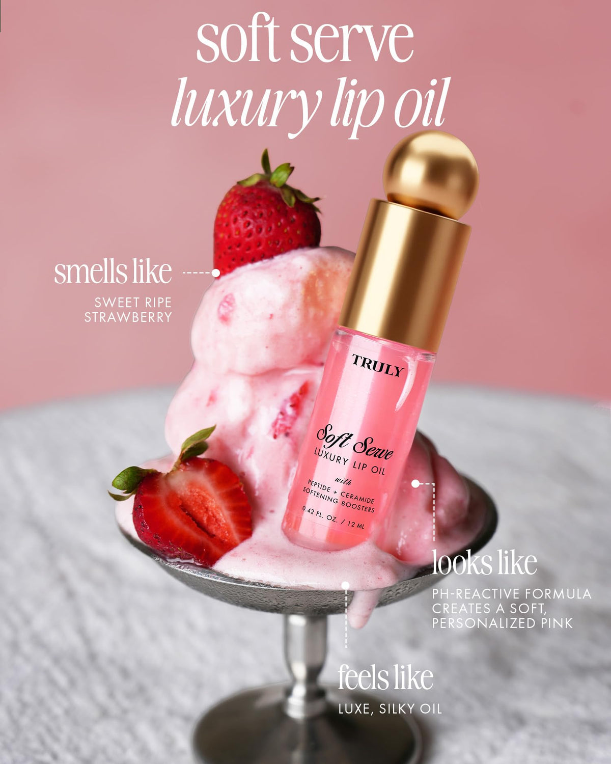 Truly Soft Serve applicator close-up illustrating smooth glide and easy application