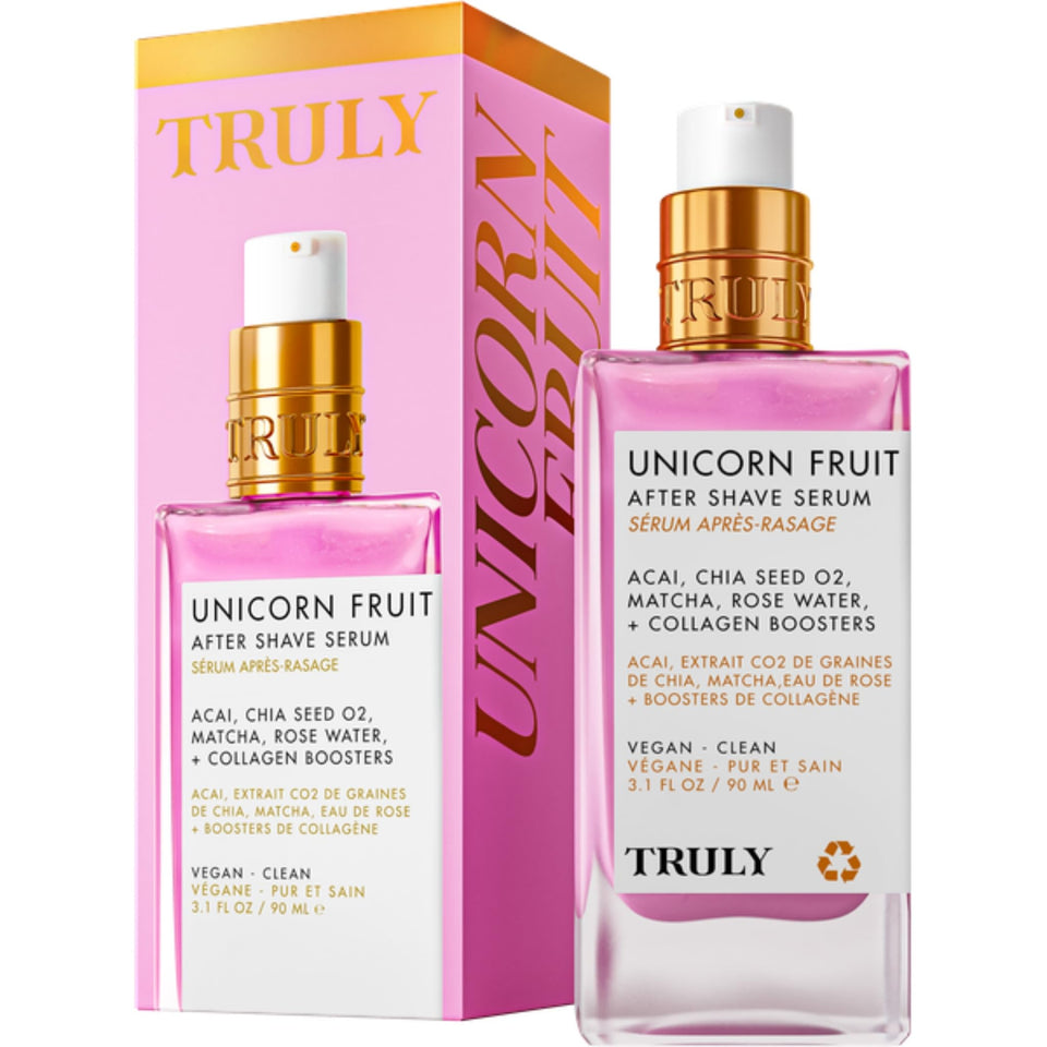 Truly front packaging shows bottle and playful design benefits visual appeal