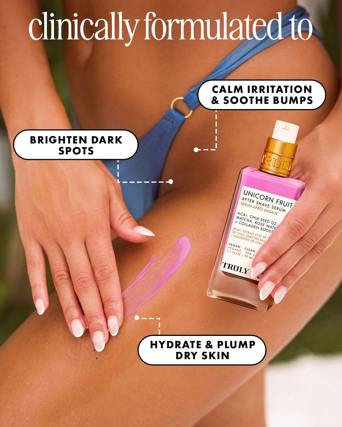 Truly serum texture drop on hand highlighting lightweight absorbent finish