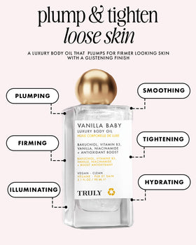 Truly pump dispensing oil illustrating easy, mess-free application benefit
