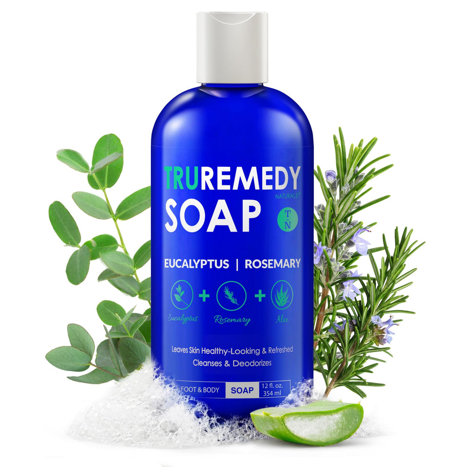 Truremedy Naturals front label showing eucalyptus rosemary scent and benefits