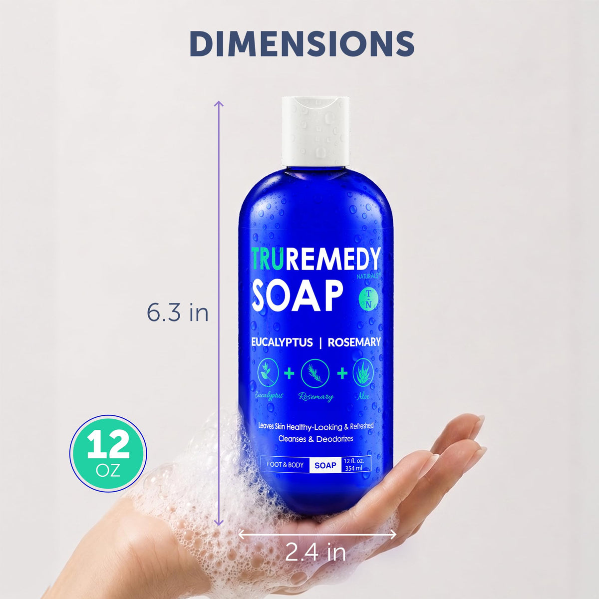 Truremedy Naturals creamy foam texture demonstrating gentle lathering