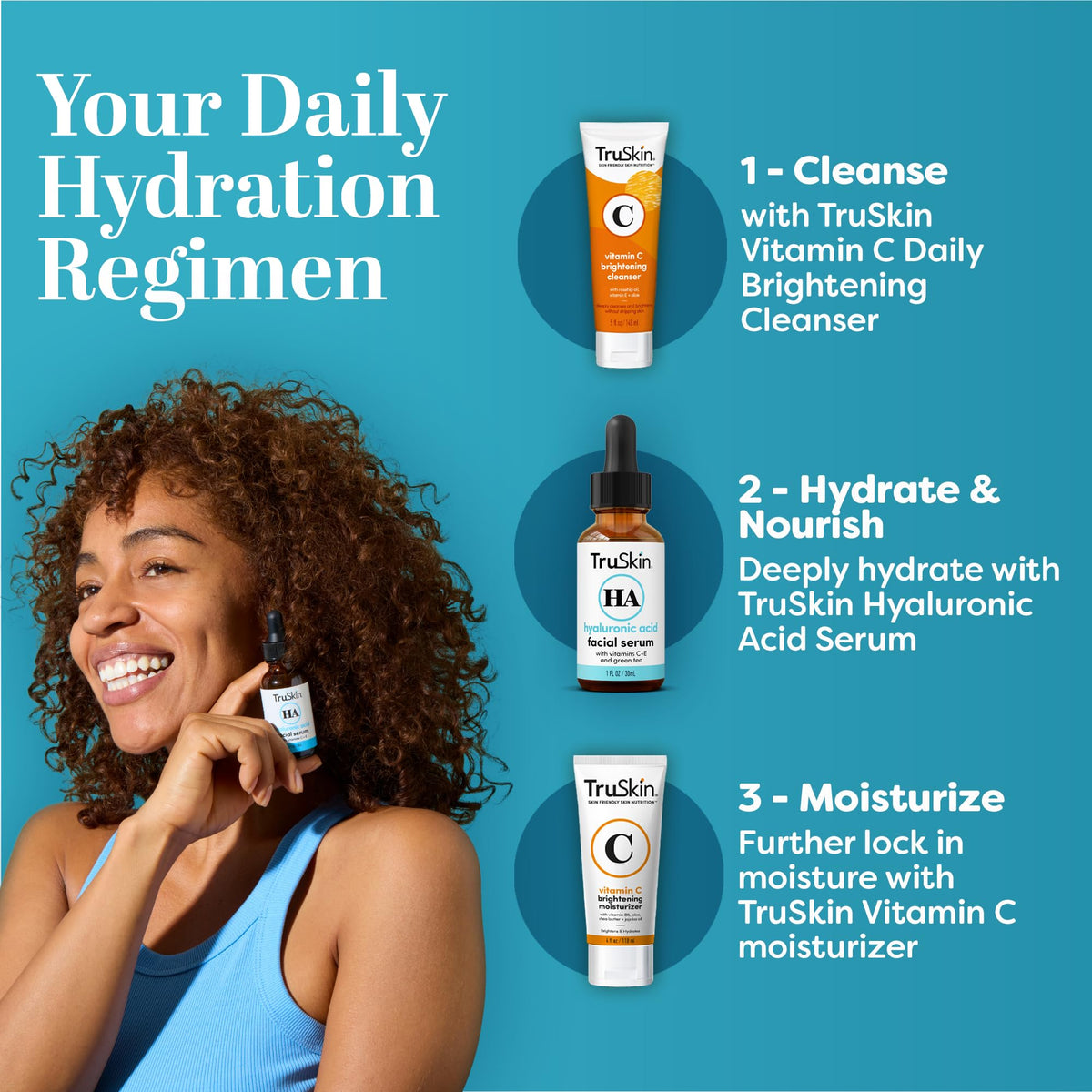 TruSkin bottle in hand indicating 2 fl oz travel-friendly size
