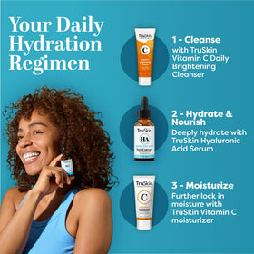 TruSkin bottle in hand indicating 2 fl oz travel-friendly size