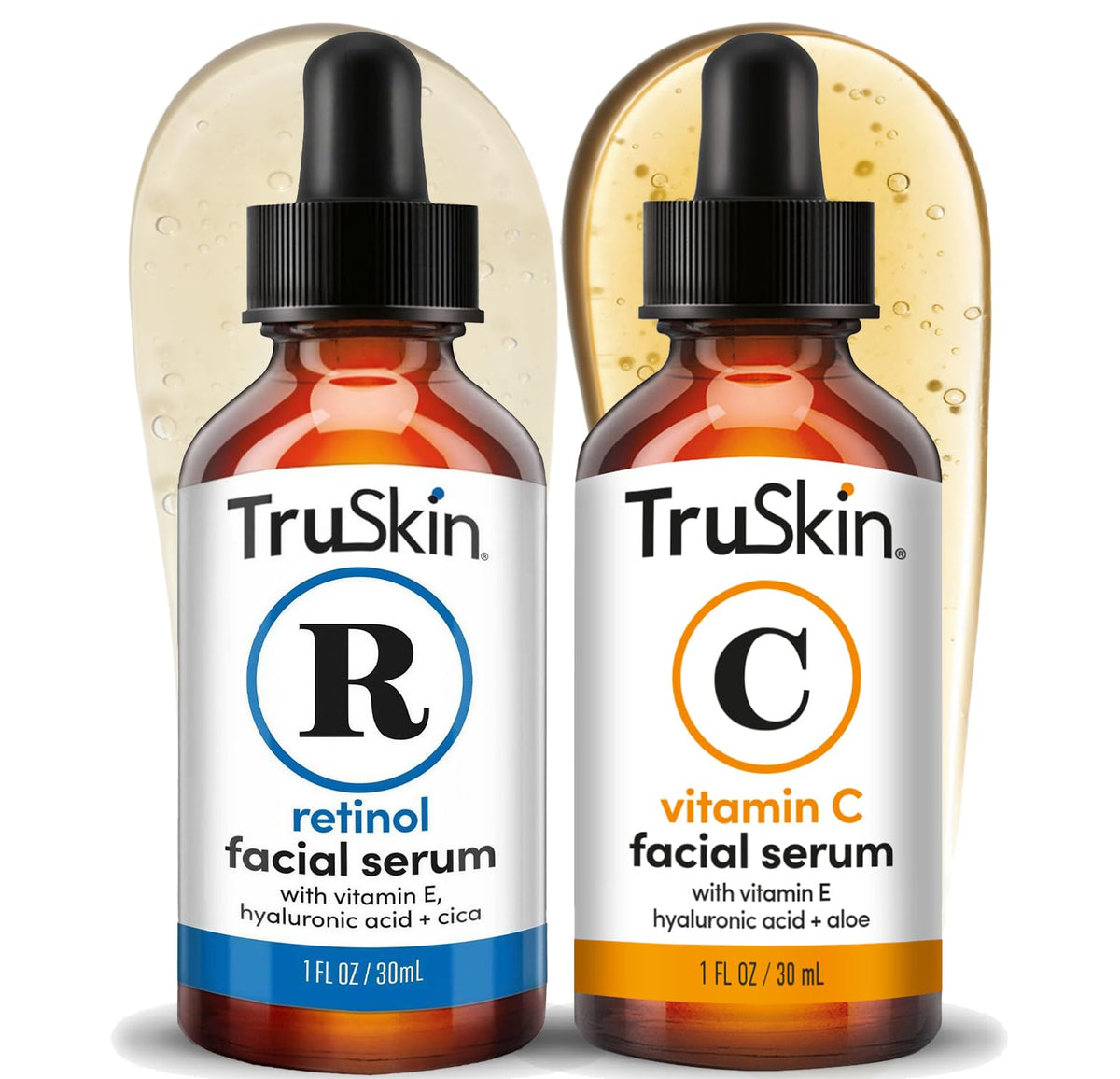 TruSkin duo front packaging showing both serums and benefits