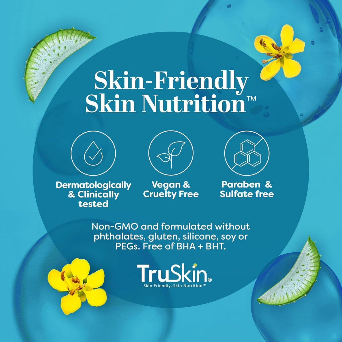 TruSkin cream texture close-up showing lightweight hydration and smooth spreadability