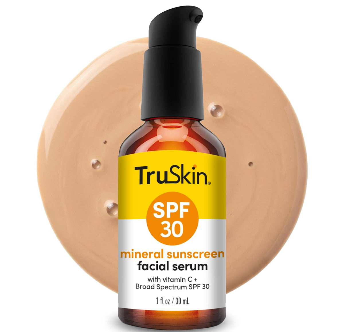 TruSkin front packaging showing SPF 30 and serum benefits